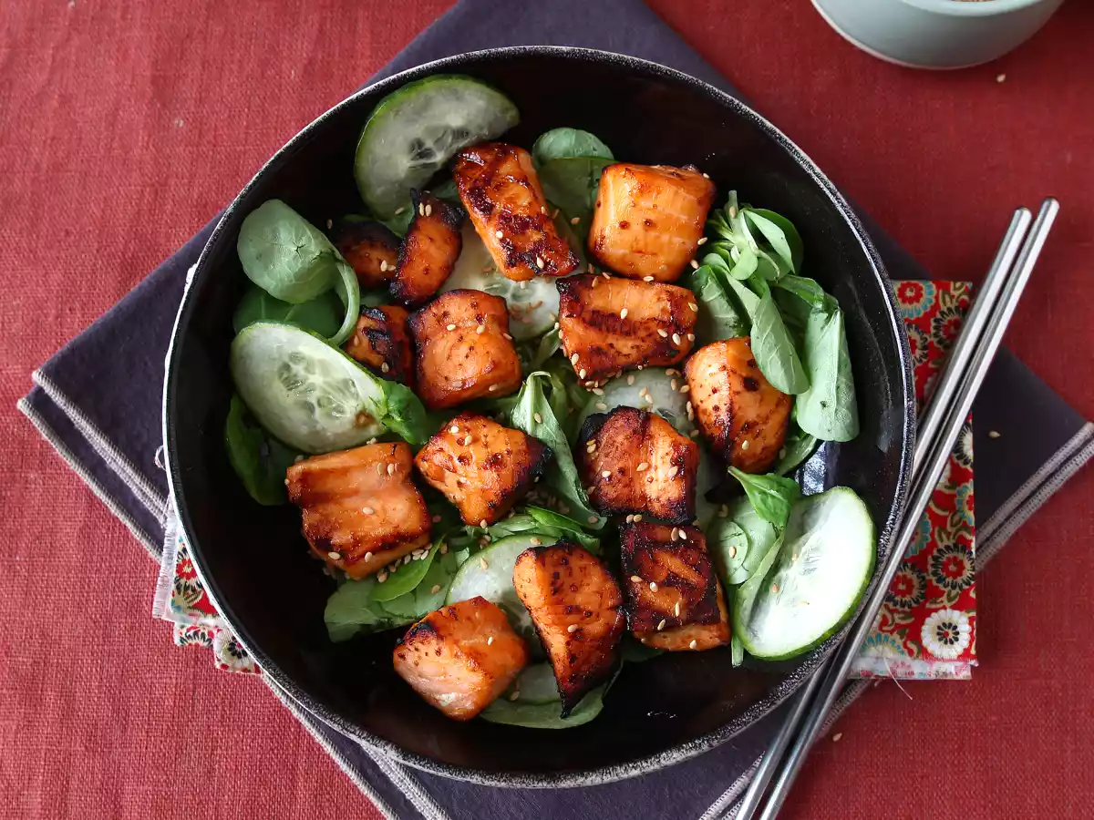 Bucățele de somon prăjite în Air Fryer cu o marinadă asiatică - poza 3