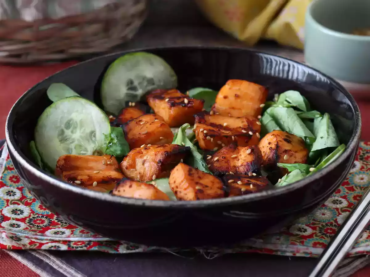 Bucățele de somon prăjite în Air Fryer cu o marinadă asiatică - poza 5