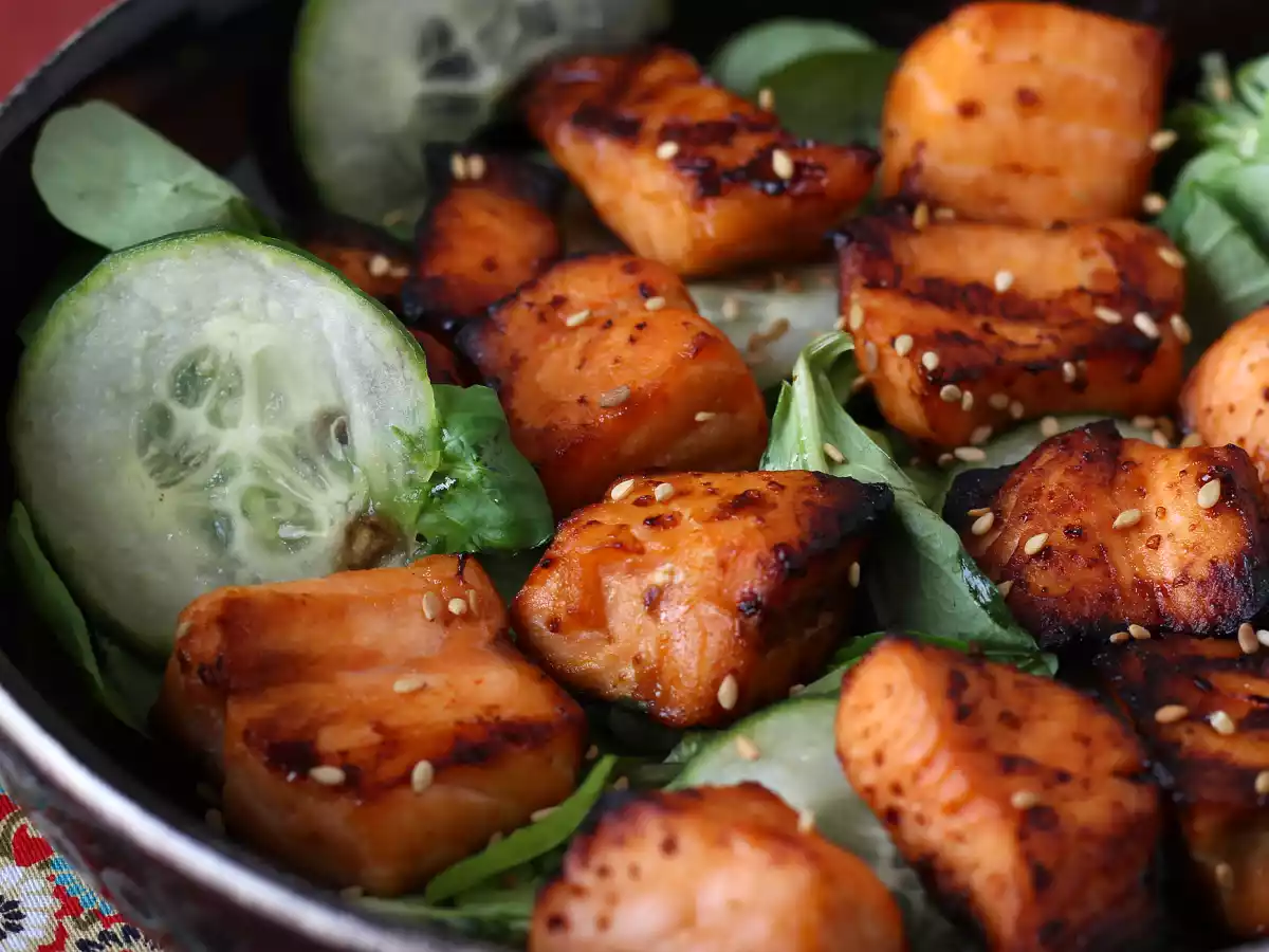 Bucățele de somon prăjite în Air Fryer cu o marinadă asiatică - poza 6