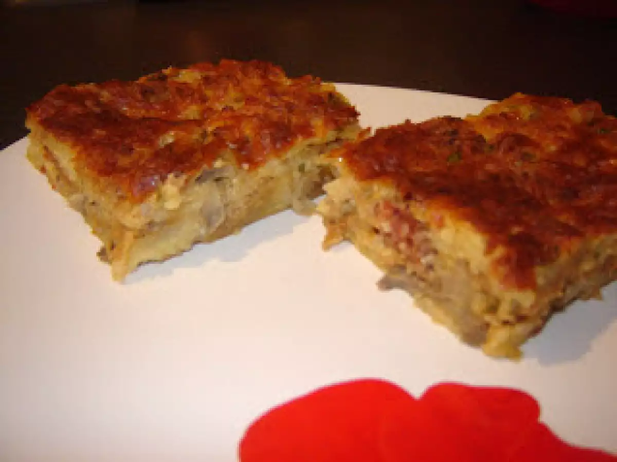 Budinca de paine cu ciuperci si carnati - poza 4