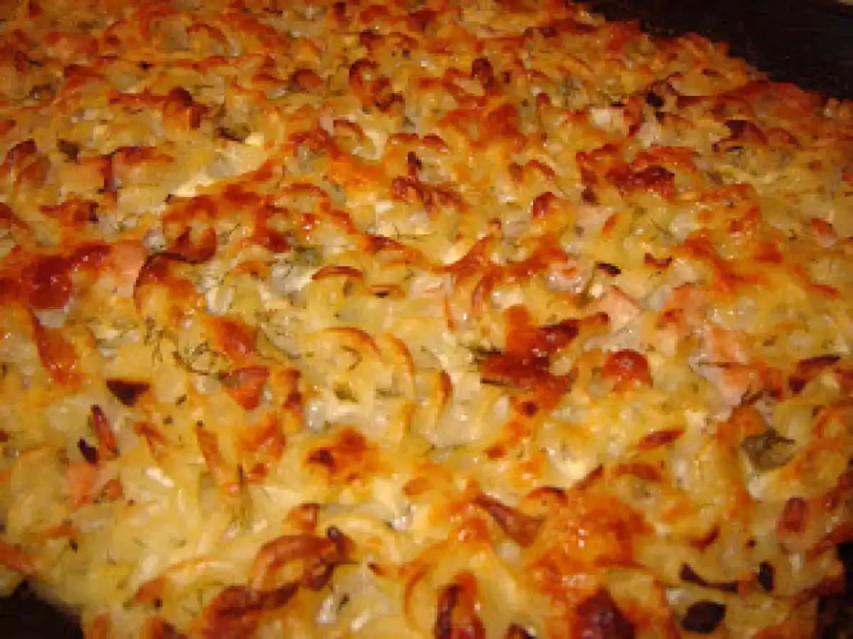 Budinca de paste cu branza si jambon