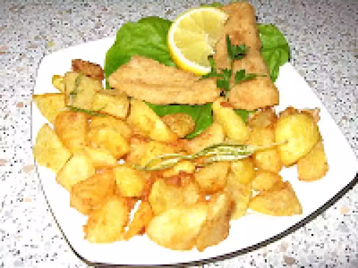 Cartofi aurii cu fish fingers