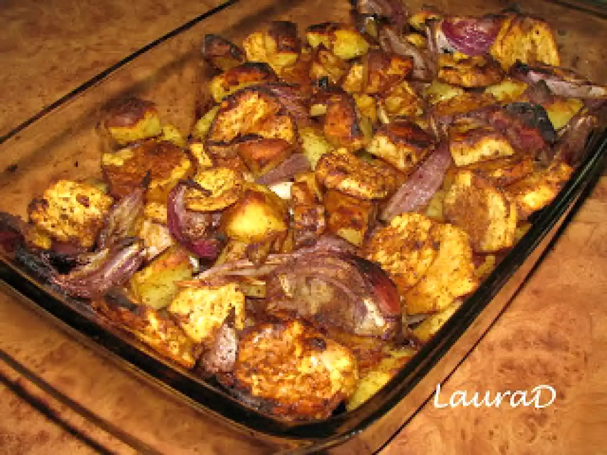 Cartofi dulci&albi cu ceapa rosie la cuptor, in stil asiatic - poza 2