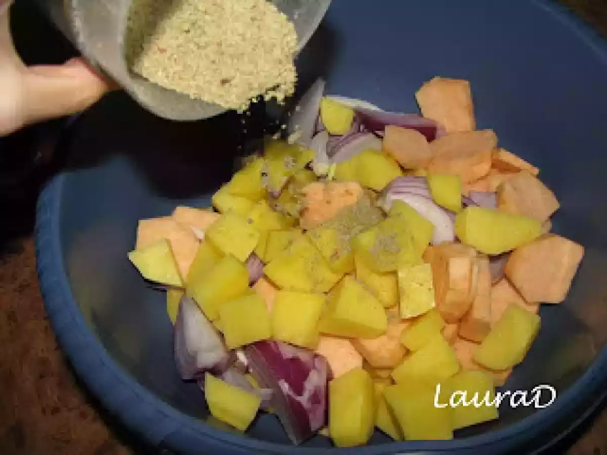 Cartofi dulci&albi cu ceapa rosie la cuptor, in stil asiatic - poza 6