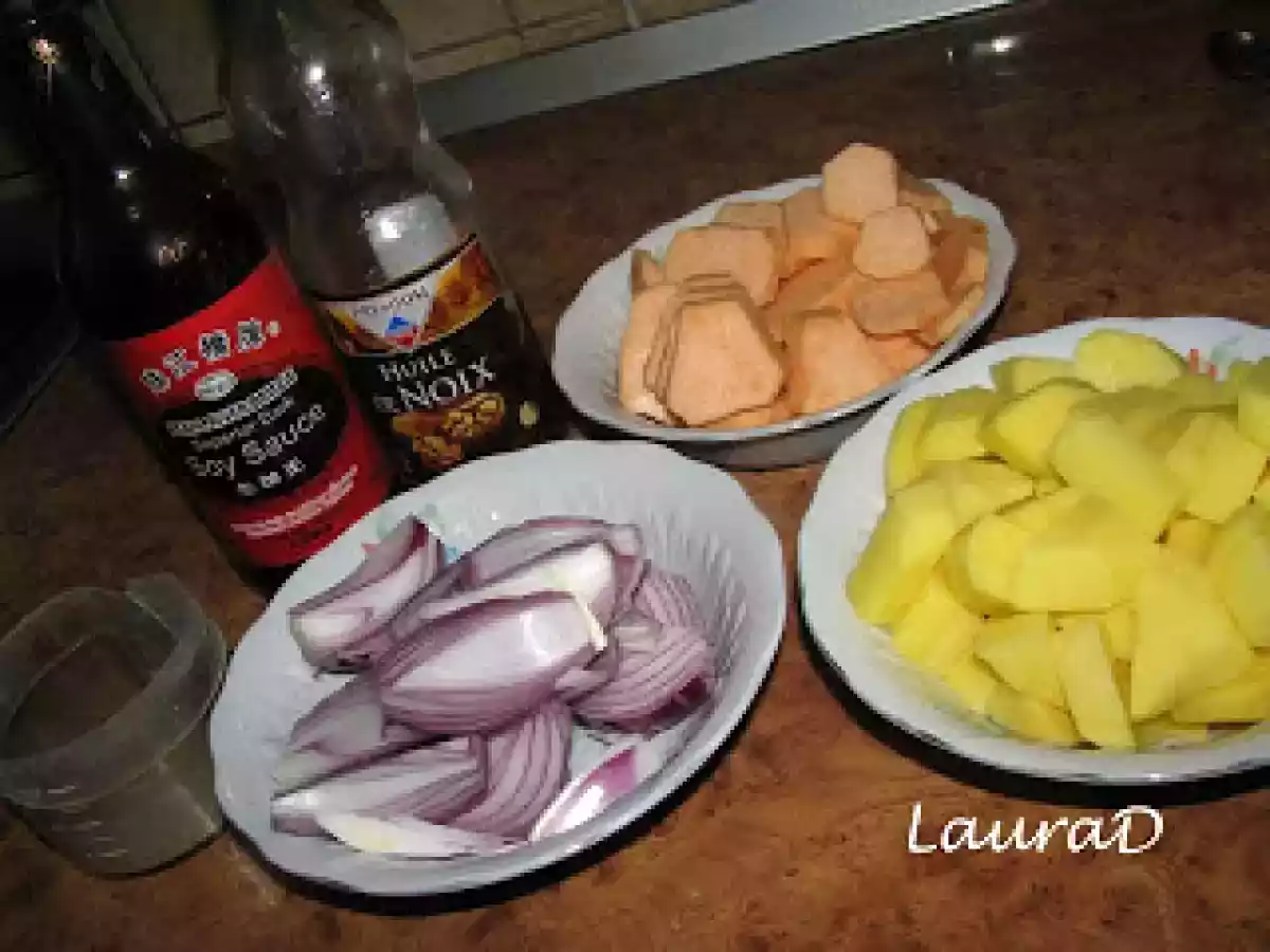 Cartofi dulci&albi cu ceapa rosie la cuptor, in stil asiatic - poza 7