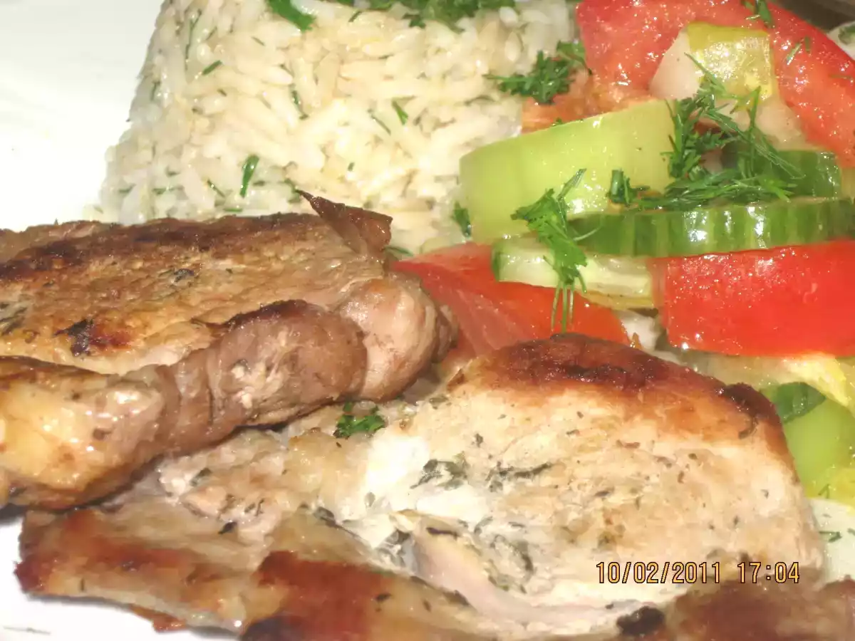 Ceafa de porc marinata la gratar