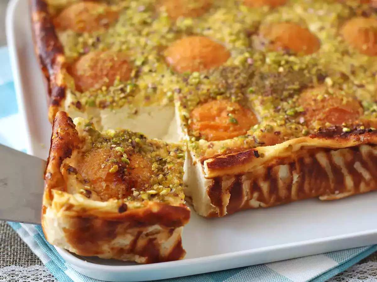 Cheesecake cu caise, cu textură cremoasă - poza 2