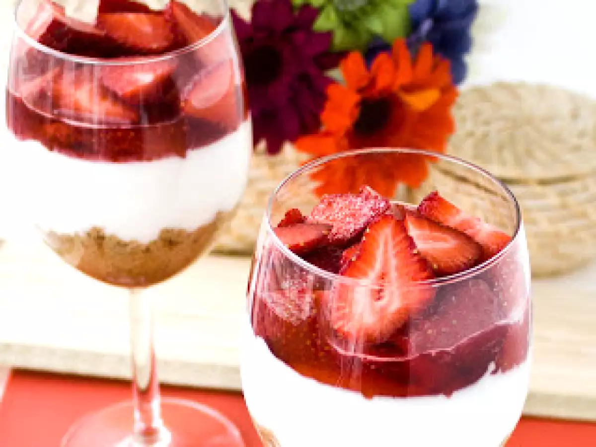 Cheesecake cu capsuni la pahar - poza 2