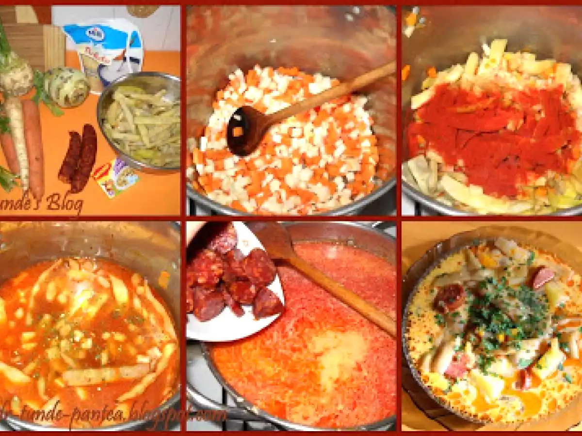 Ciorba de legume cu fasole verde si carnati afumati - poza 2