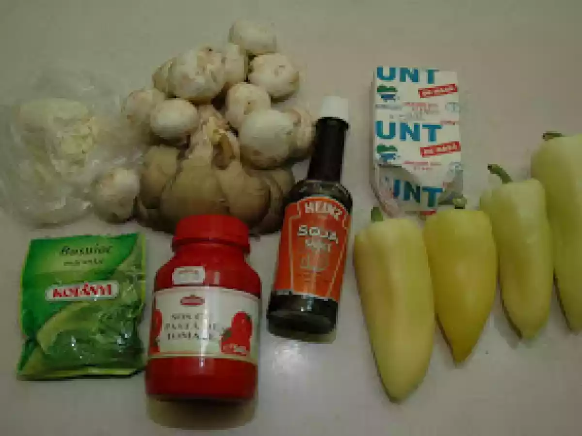 Ciuperci cu ardei la cuptor