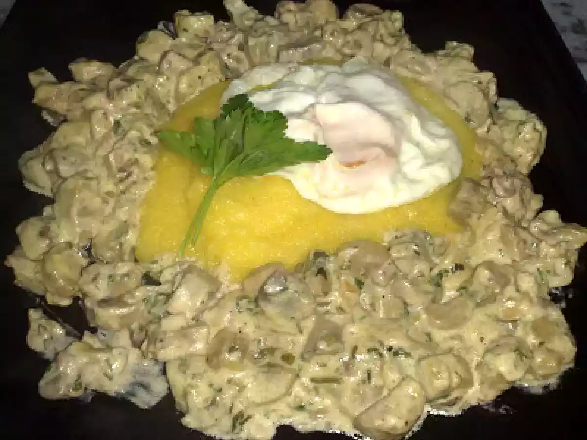 Ciuperci in sos de smantana cu mamaliguta - poza 2