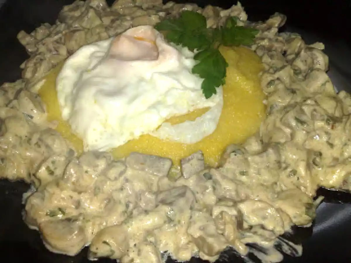Ciuperci in sos de smantana cu mamaliguta - poza 3