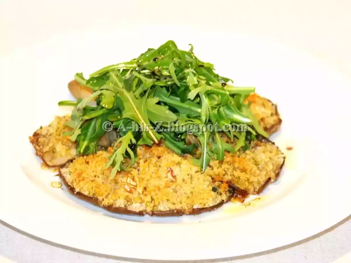 Ciuperci Pleurotus gratinate cu parmezan si nuci