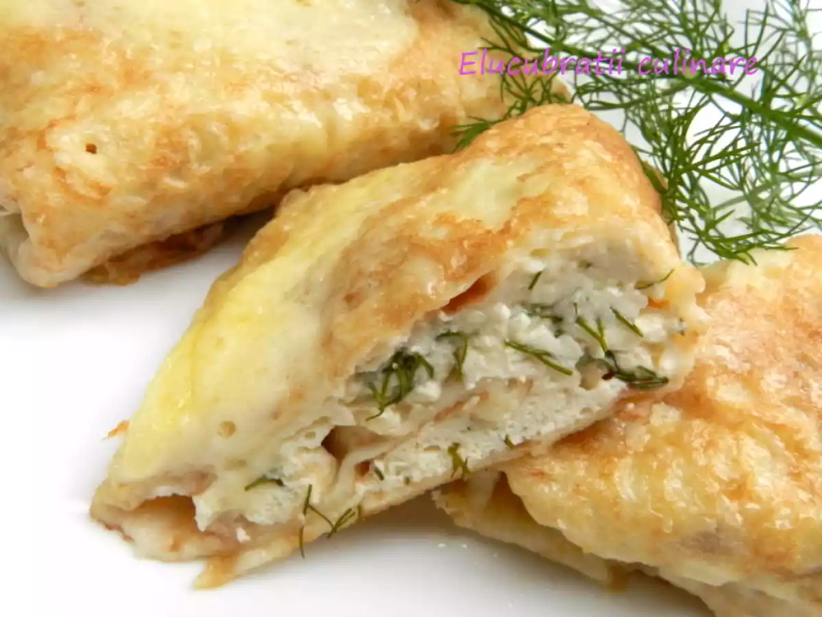 Clătite cu brânză și mărar gratinate