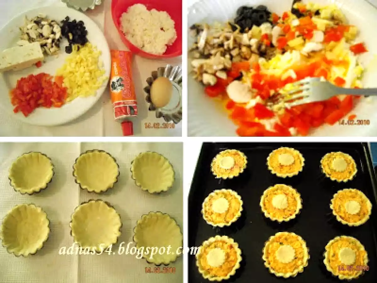 Cosulete aperitiv cu branza, masline si ciuperci - poza 2