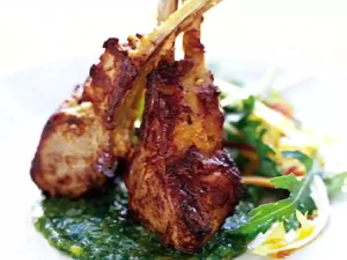 Cotlet de miel la cuptor cu rozmarin si jeleu de menta