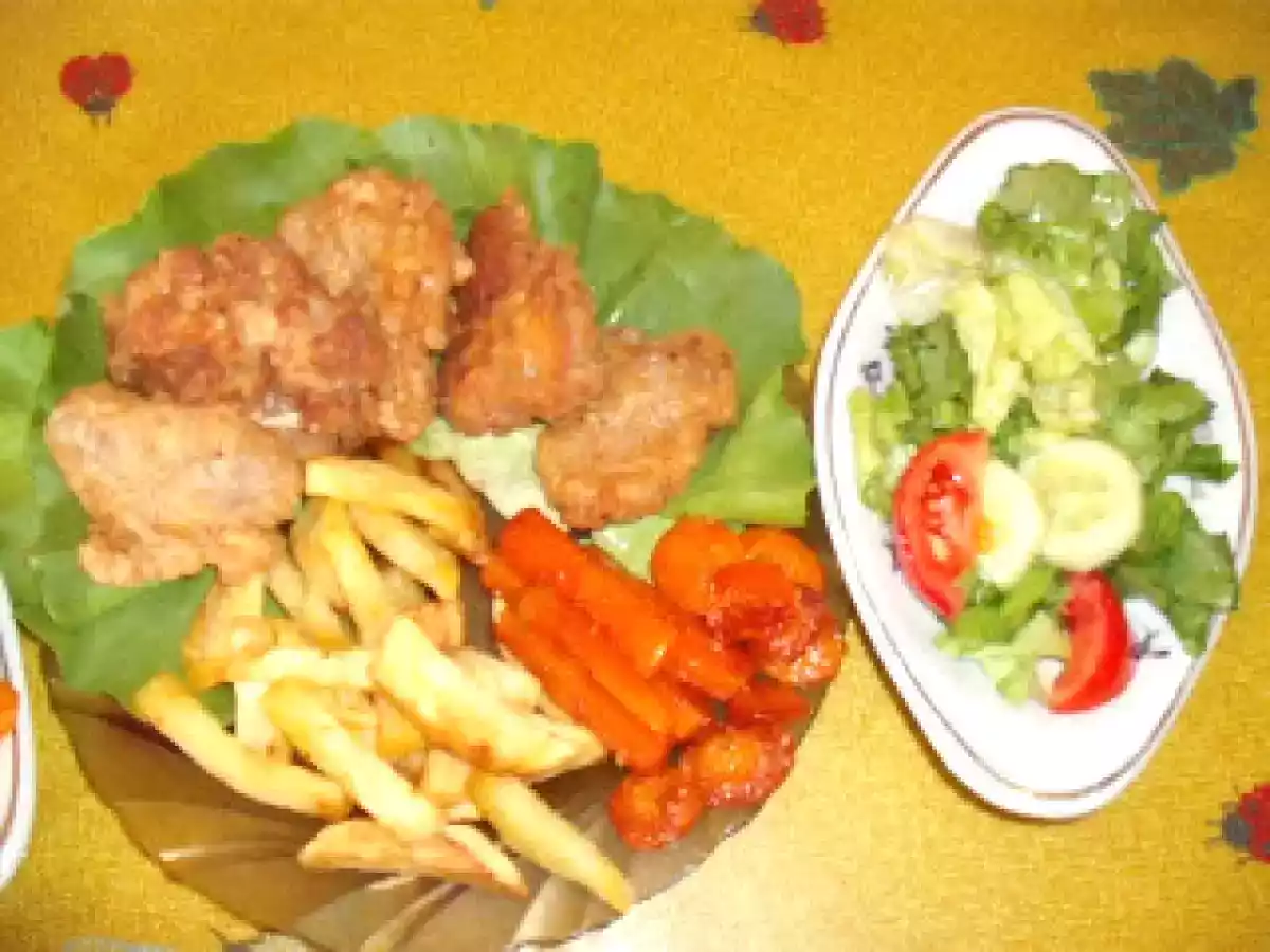 CREIER PANE CU CARTOFI PRAJITI SI MORCOVI CARAMELIZATI