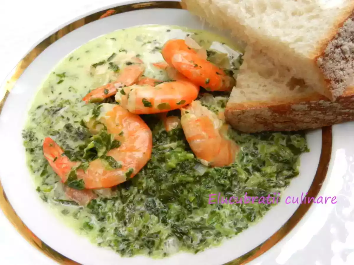 Creveți gratinați cu spanac