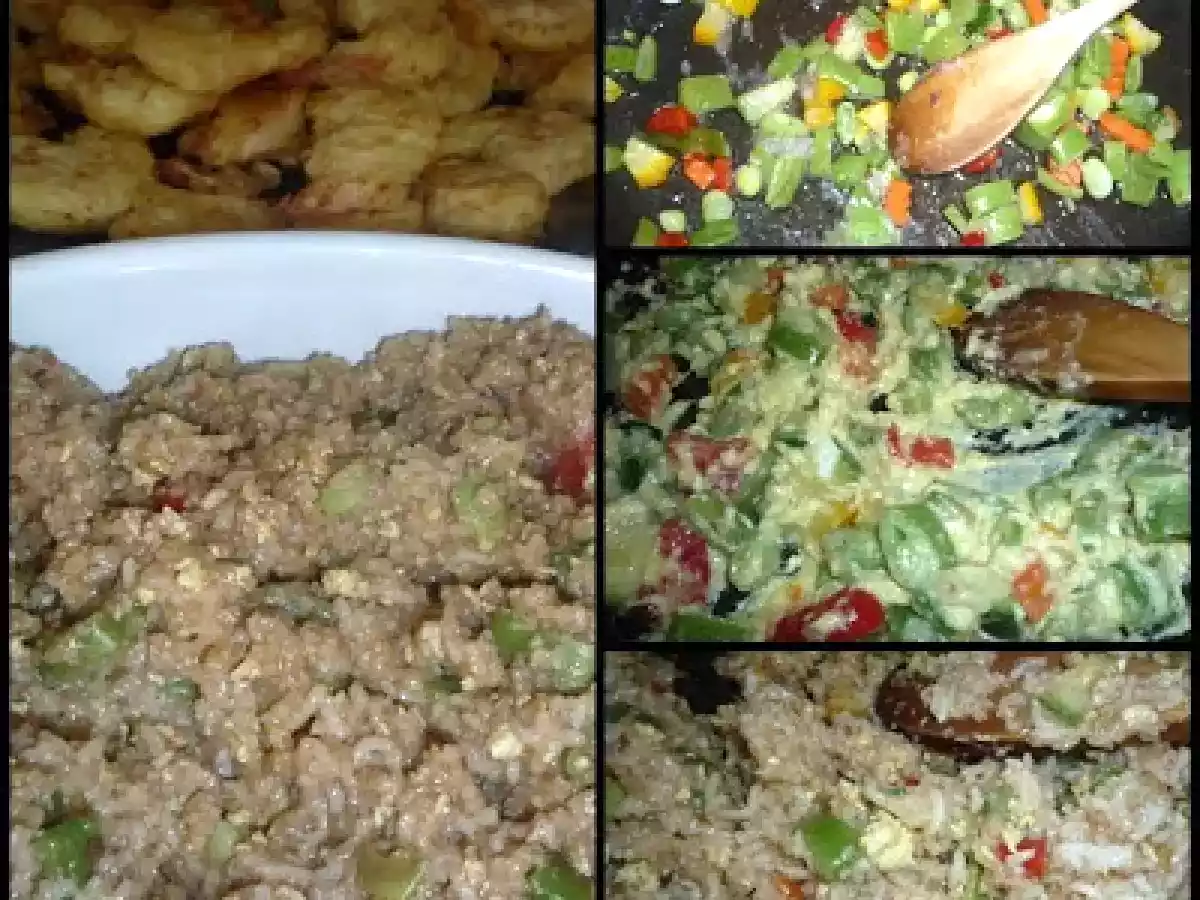 CREVETI PANE CU OREZ PRAJIT/GAMBERI IMPANATI CON RISO FRITTO