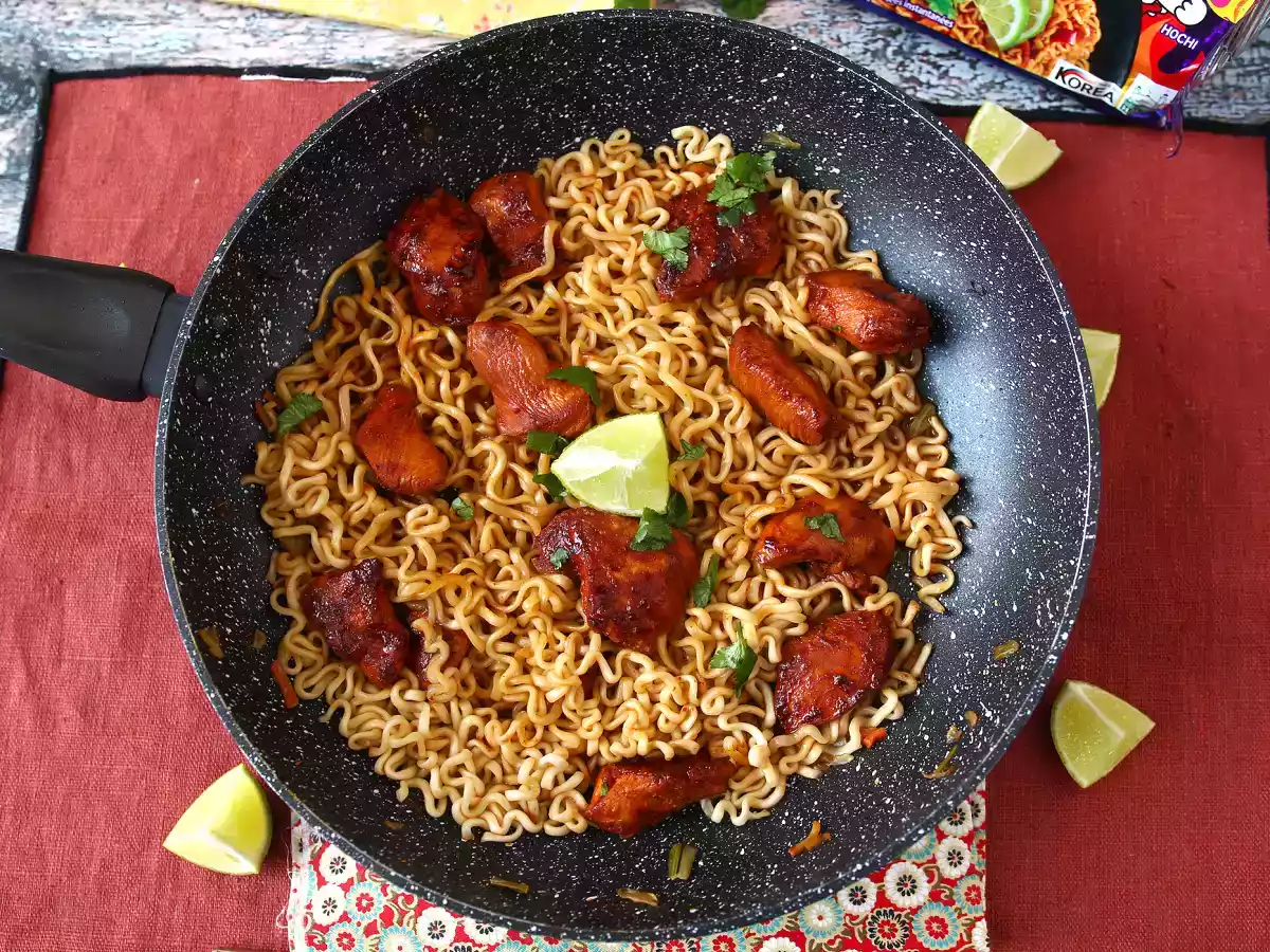 Cum să gătești tăițeii Buldak Habanero Lime, rețetă cu pui marinat! - poza 3