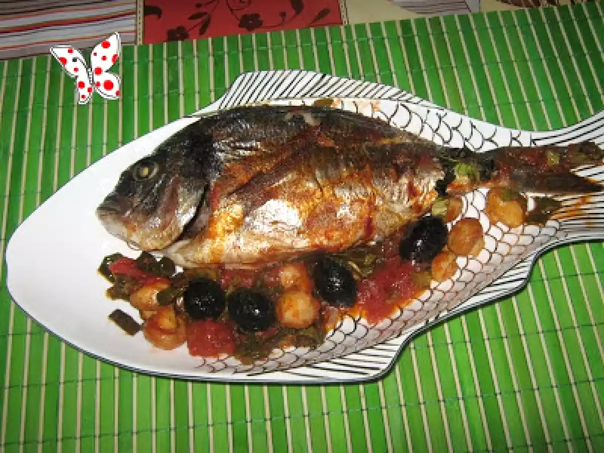 Dorada regala in sos tomat cu masline si ciuperci - poza 5