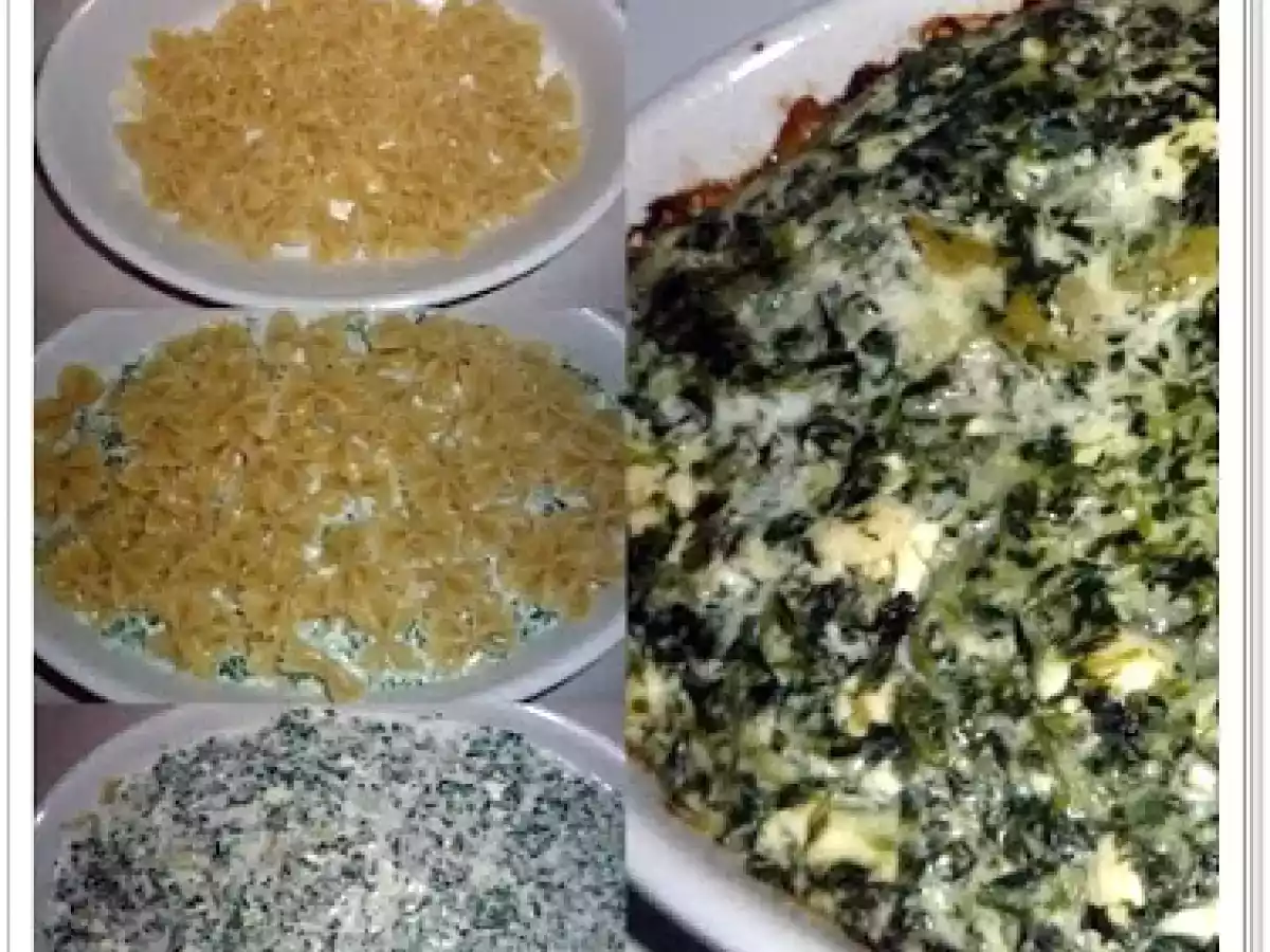 FARFALLE CU SPANAC SI BRANZA PHILLY//FARFALLE CON SPINACI E FORMAGGIO PHILLIY AL FORNO - poza 2