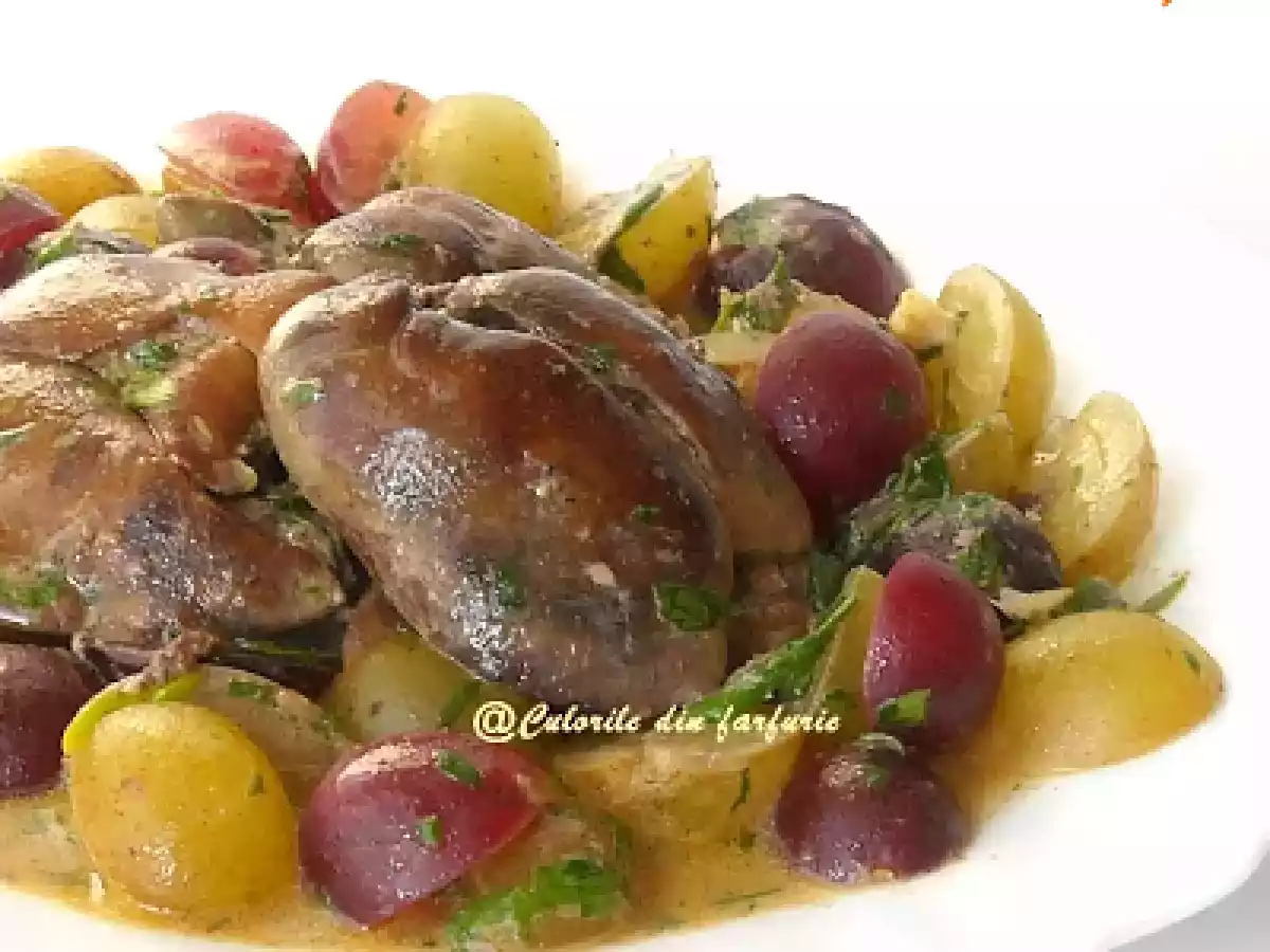 Ficat de pui in sos de vin cu struguri - poza 3