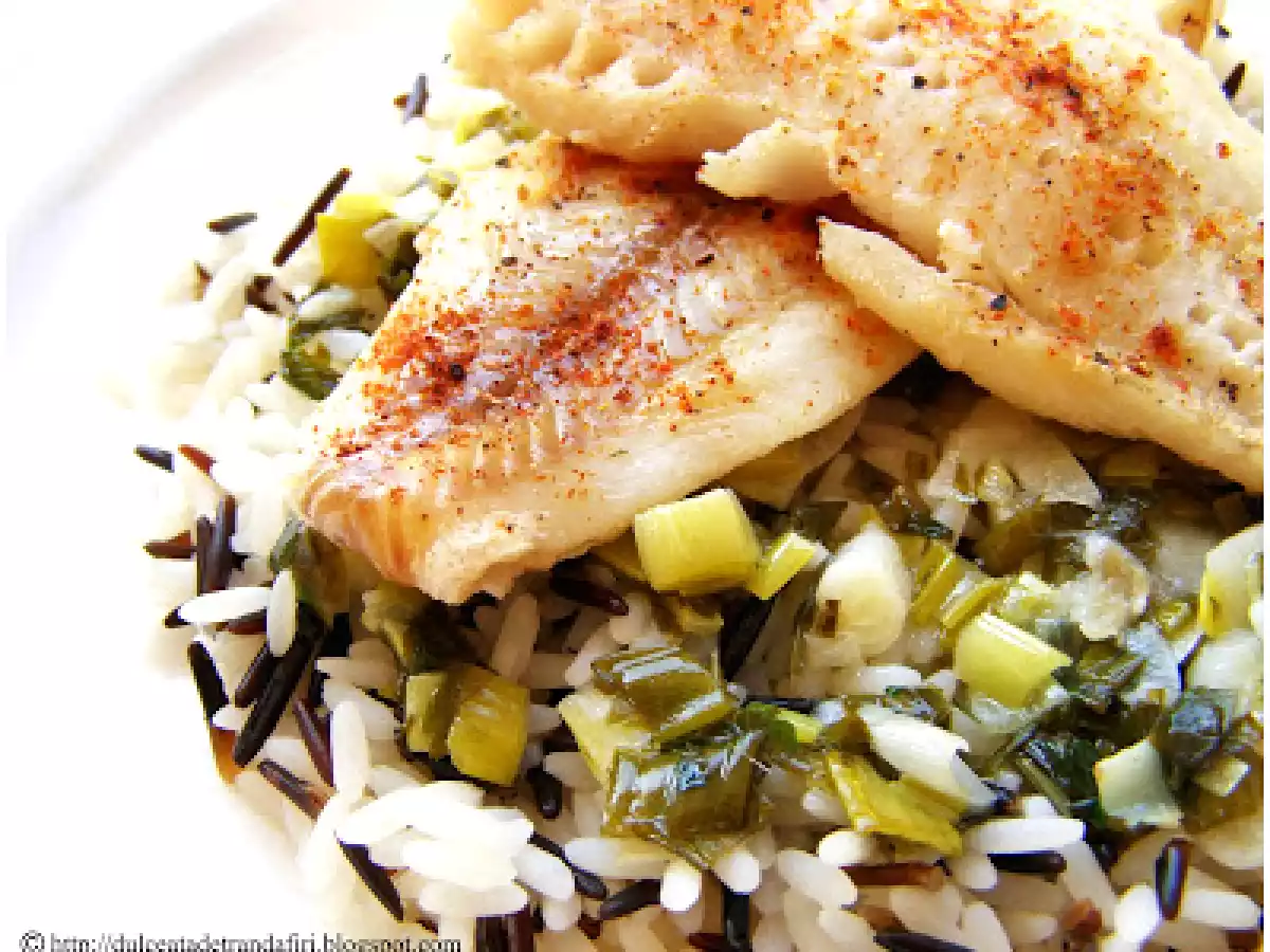 File de cod cu orez si verdeturi