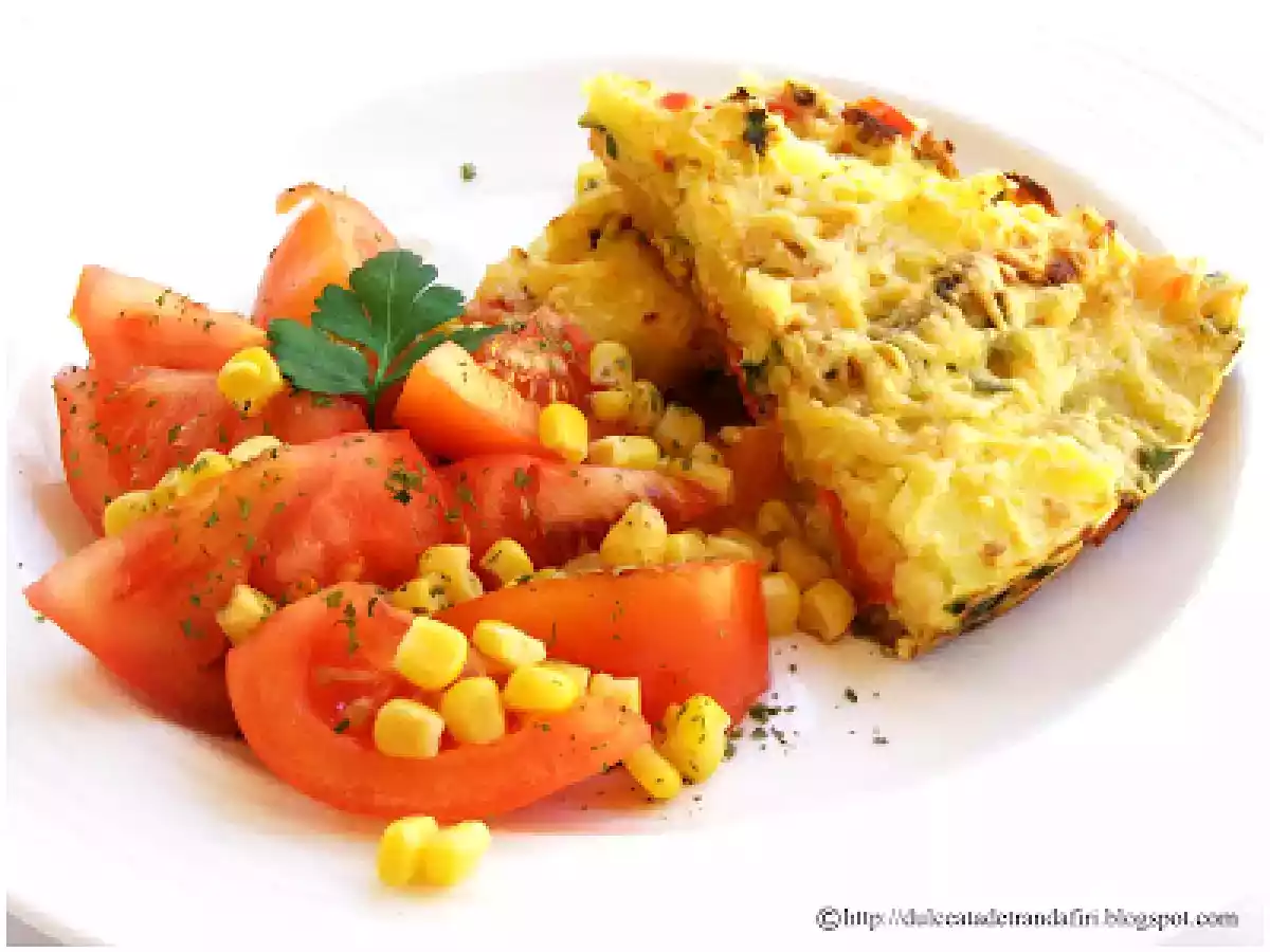 Frittata cu cartofi, porumb si ardei - poza 2