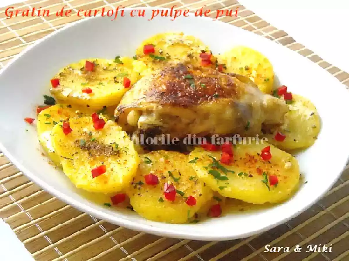 Gratin de cartofi cu pulpe de pui - poza 2