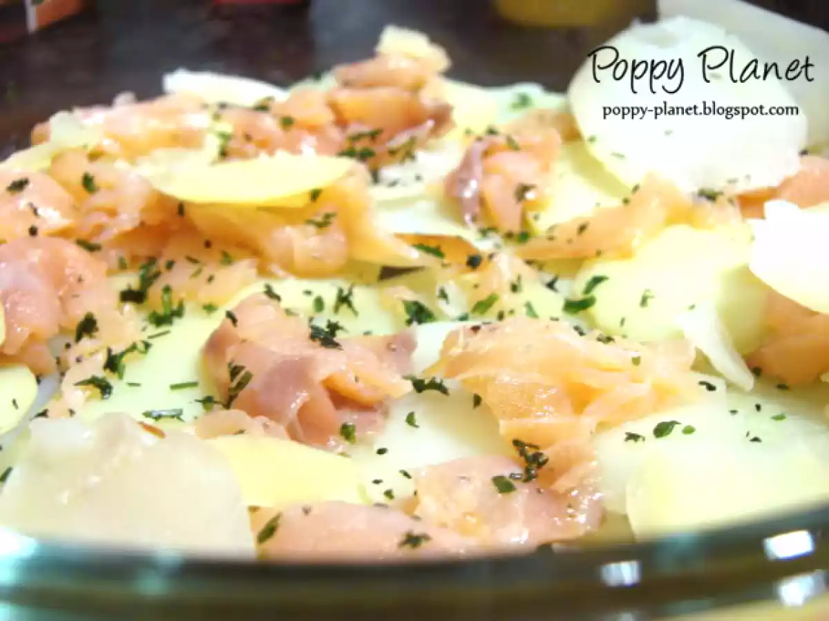 Gratin de cartofi si somon afumat cu masline - poza 6