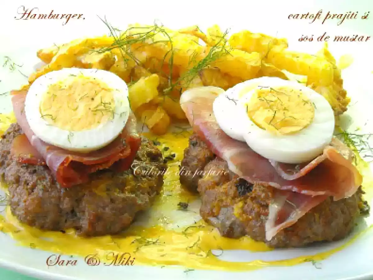 Hamburger, cartofi prajiti si sos de mustar - poza 2
