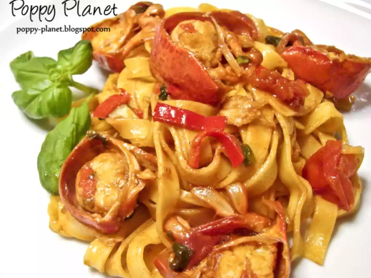 Homari cu chilli, busuioc si paste