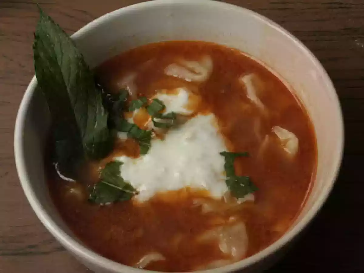 Kashik berek shorba -Supa de coltunasi cu carne