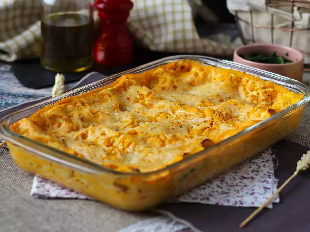 Lasagna cu dovleac butternut, spanac și ricotta