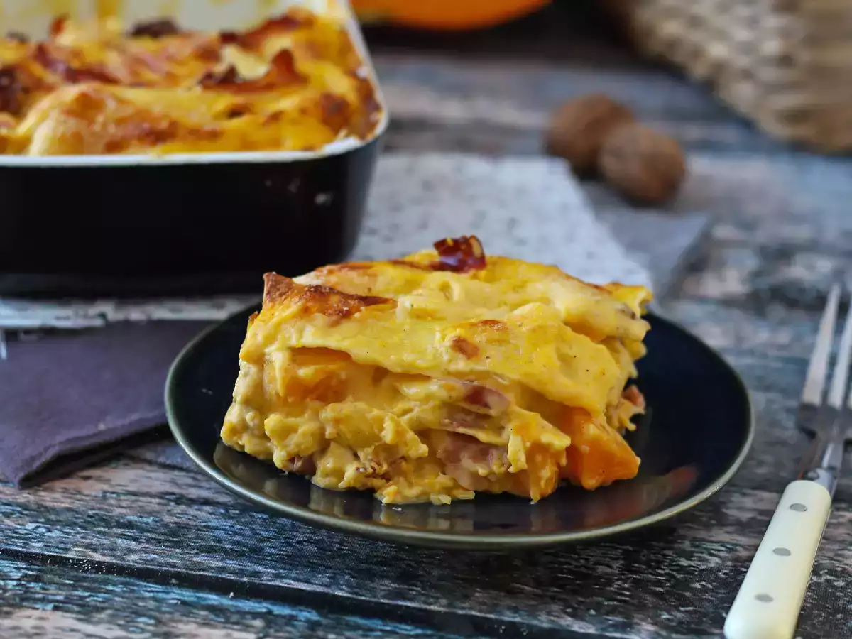 Lasagna cu dovleac, speck și nuci cremoase și crocante - poza 4