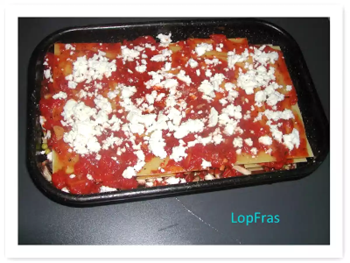 Lasagna cu mazare si ciuperci