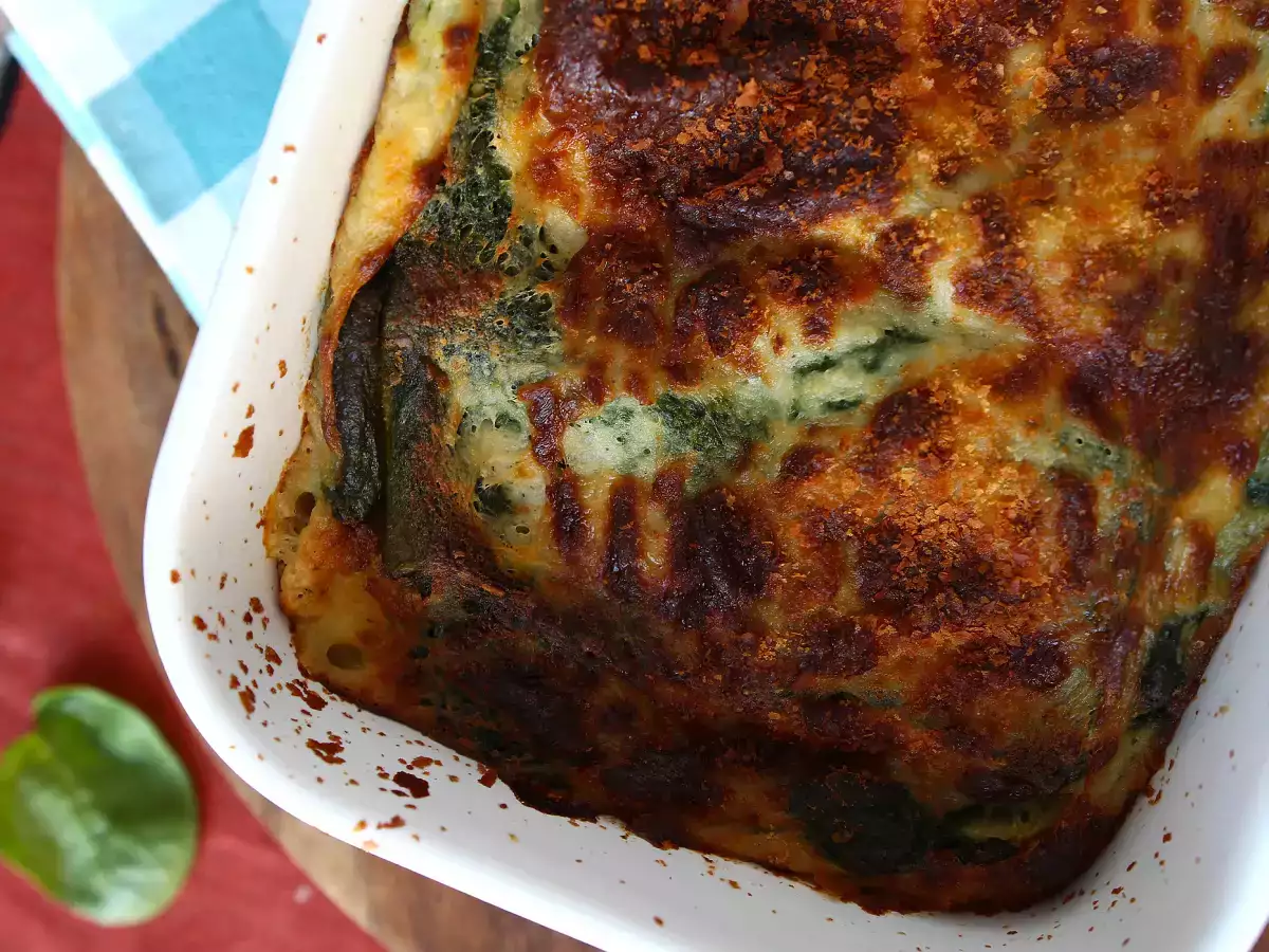 Lasagna vegetariană cu spanac și tofu, preparată în Air Fryer - poza 4