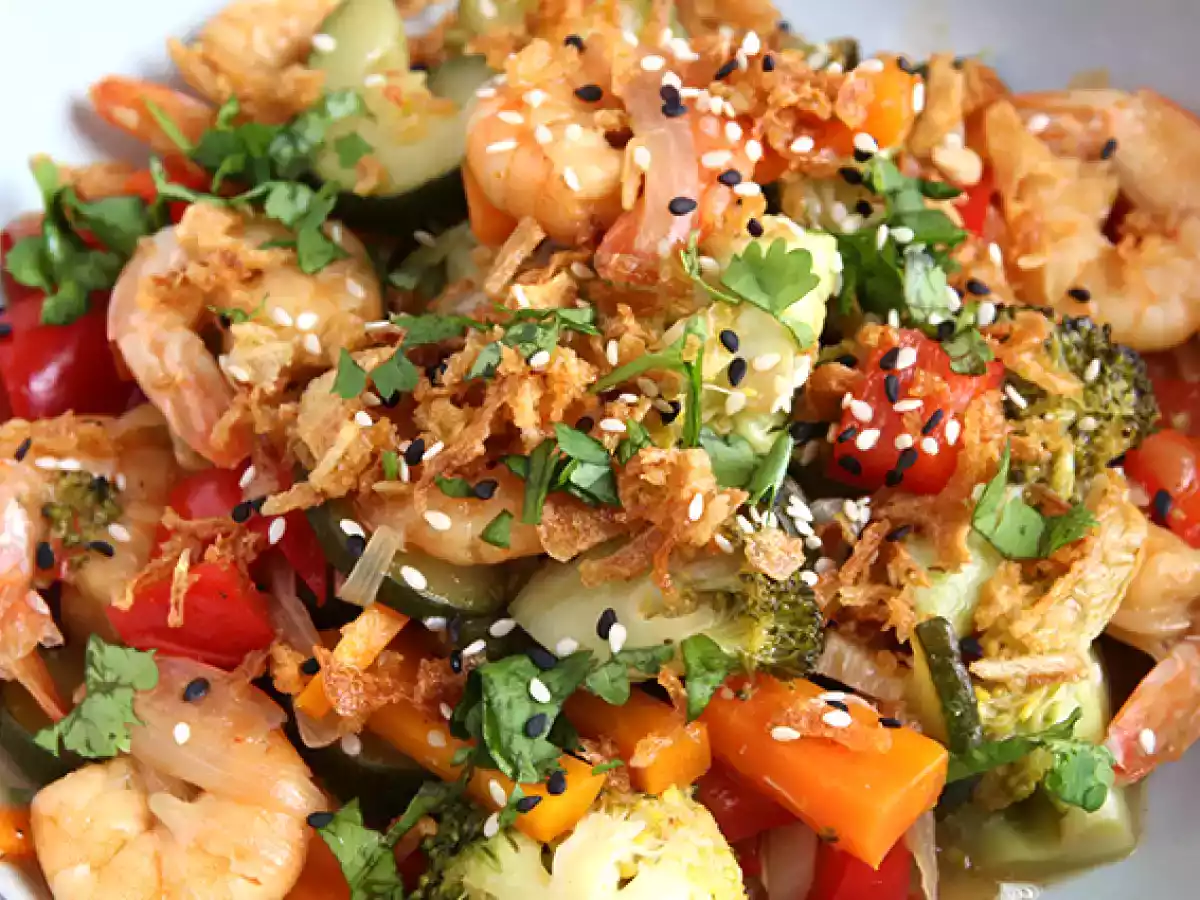 Legume si creveti la wok - poza 5