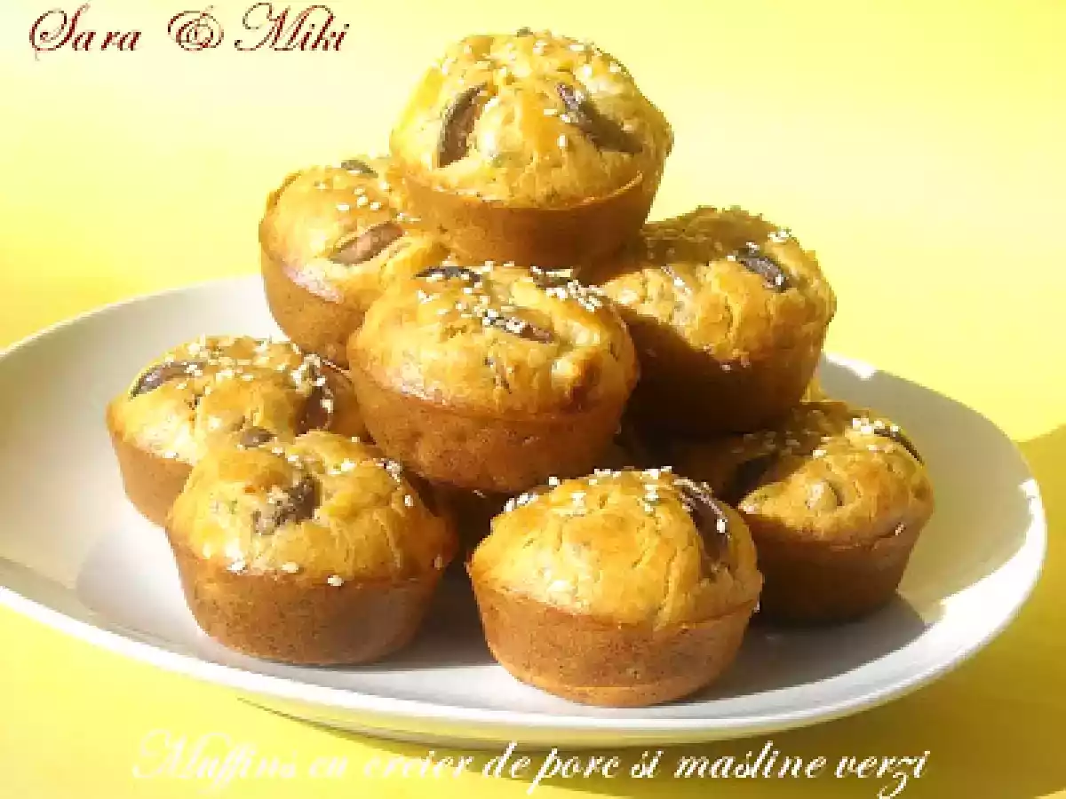 Muffins cu creier de porc si masline verzi