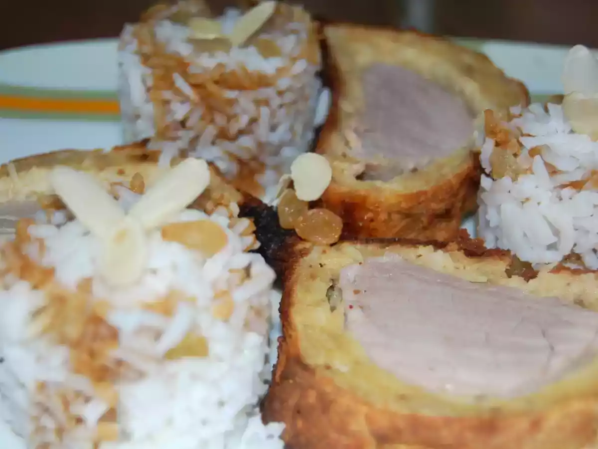 Muschiulet de porc in crusta cu migdale