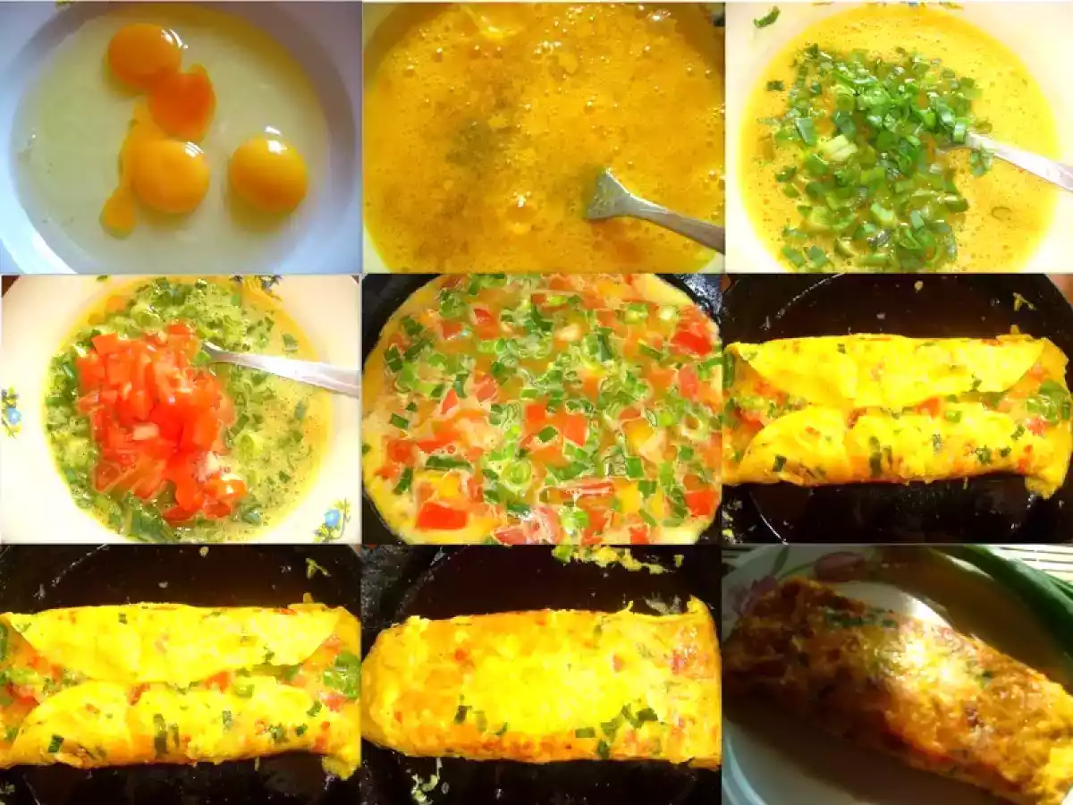 Omleta cu ceapa verde si rosii - poza 2