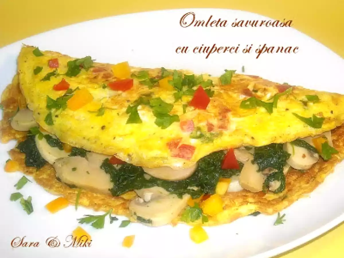 Omleta cu ciuperci si spanac - poza 2