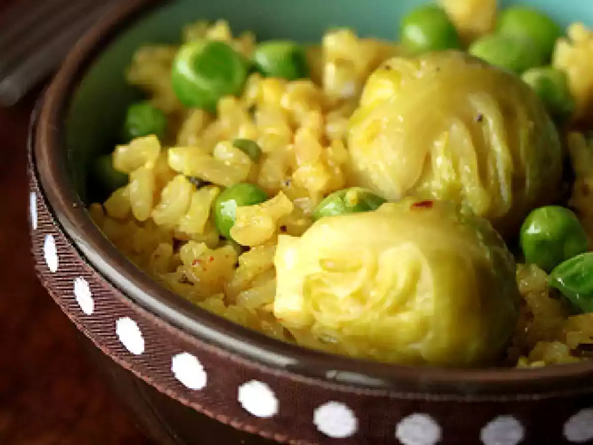 Orez brun cu mazare si varza de Bruxelles - poza 2