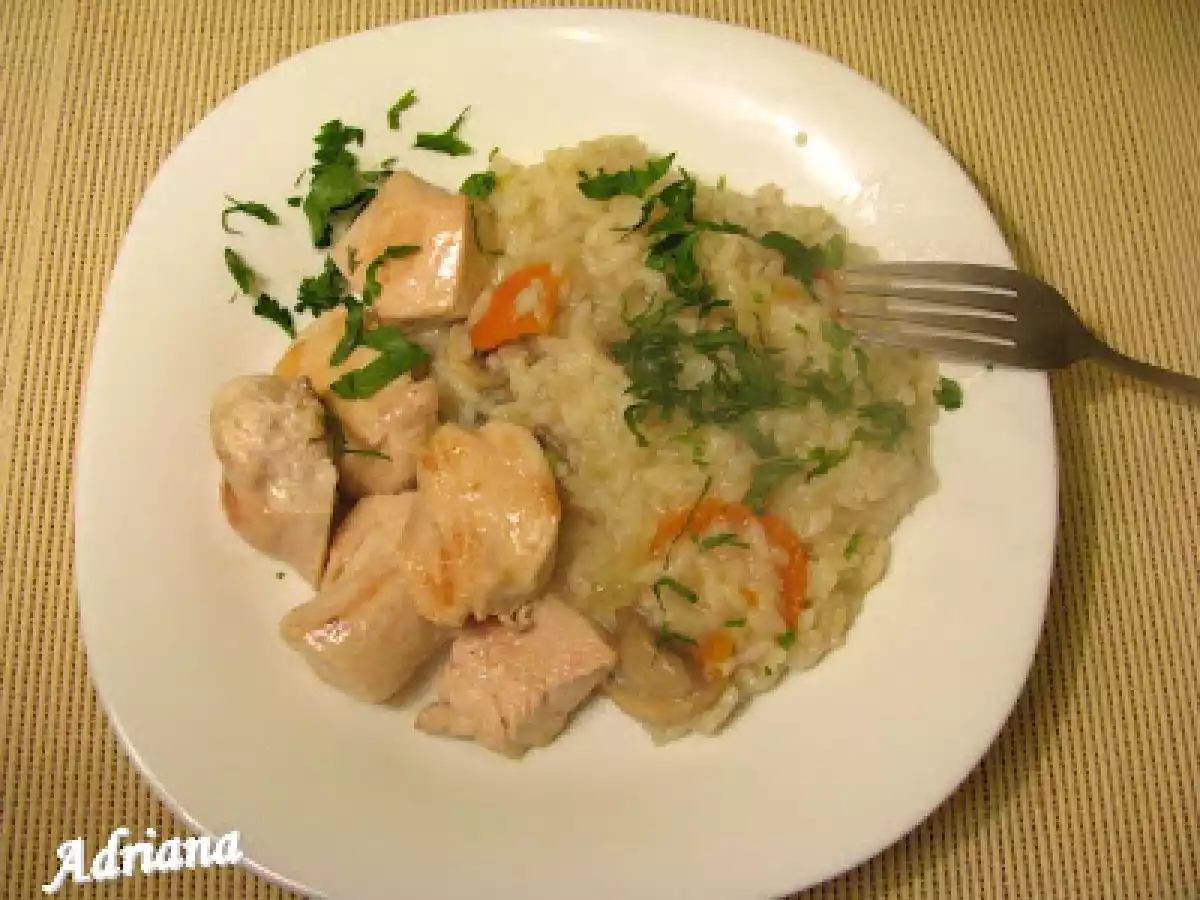 Orez cu ciuperci si pui