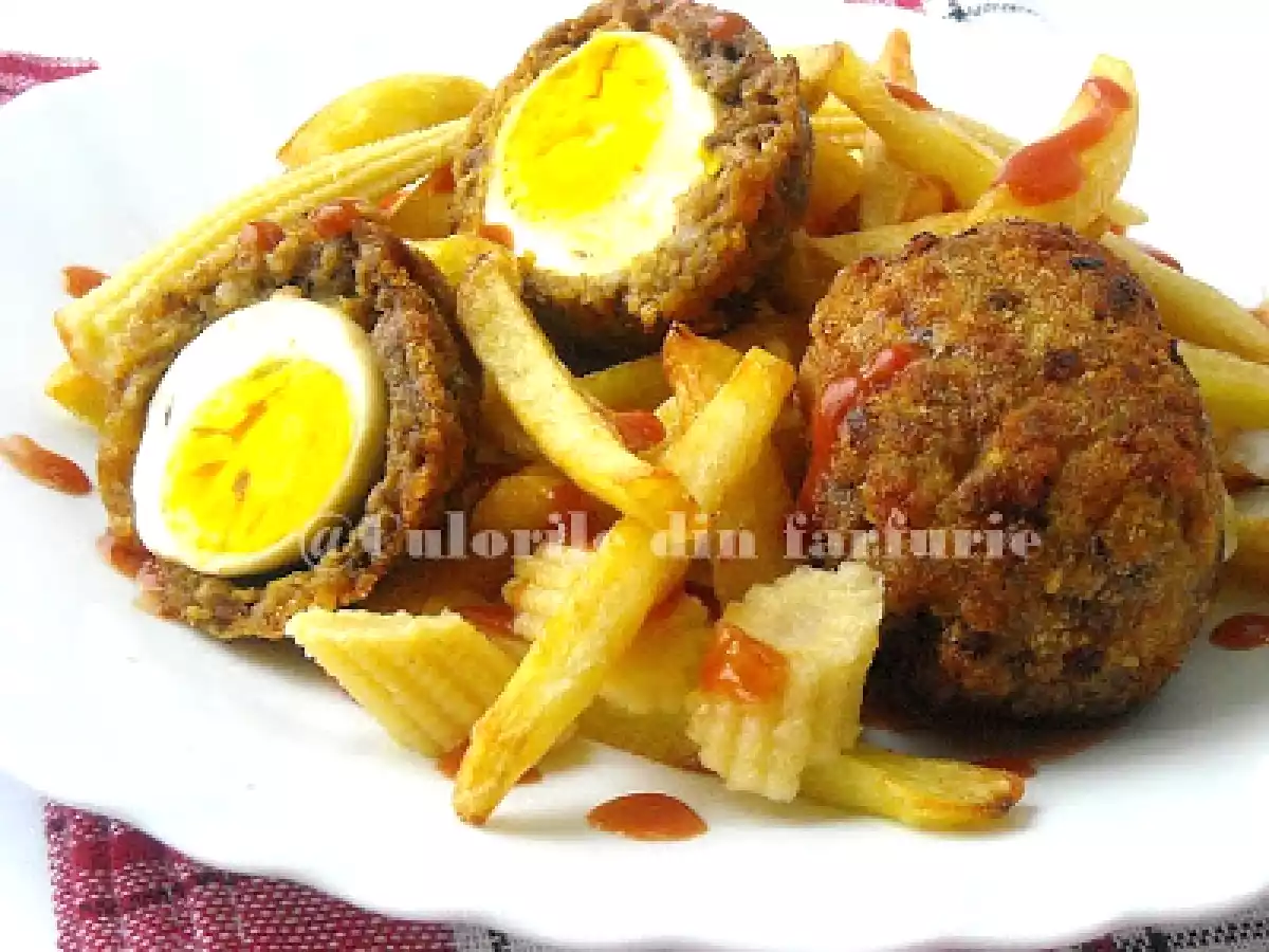 Oua Scotiene cu cartofi pai