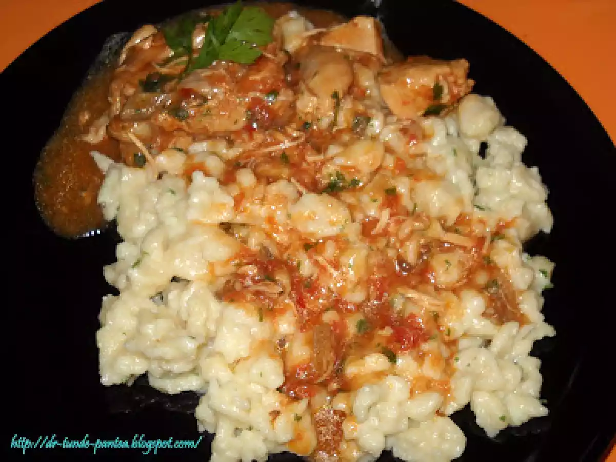 Paprikas de pui cu ciuperci si galuste cu branza de burduf - poza 2