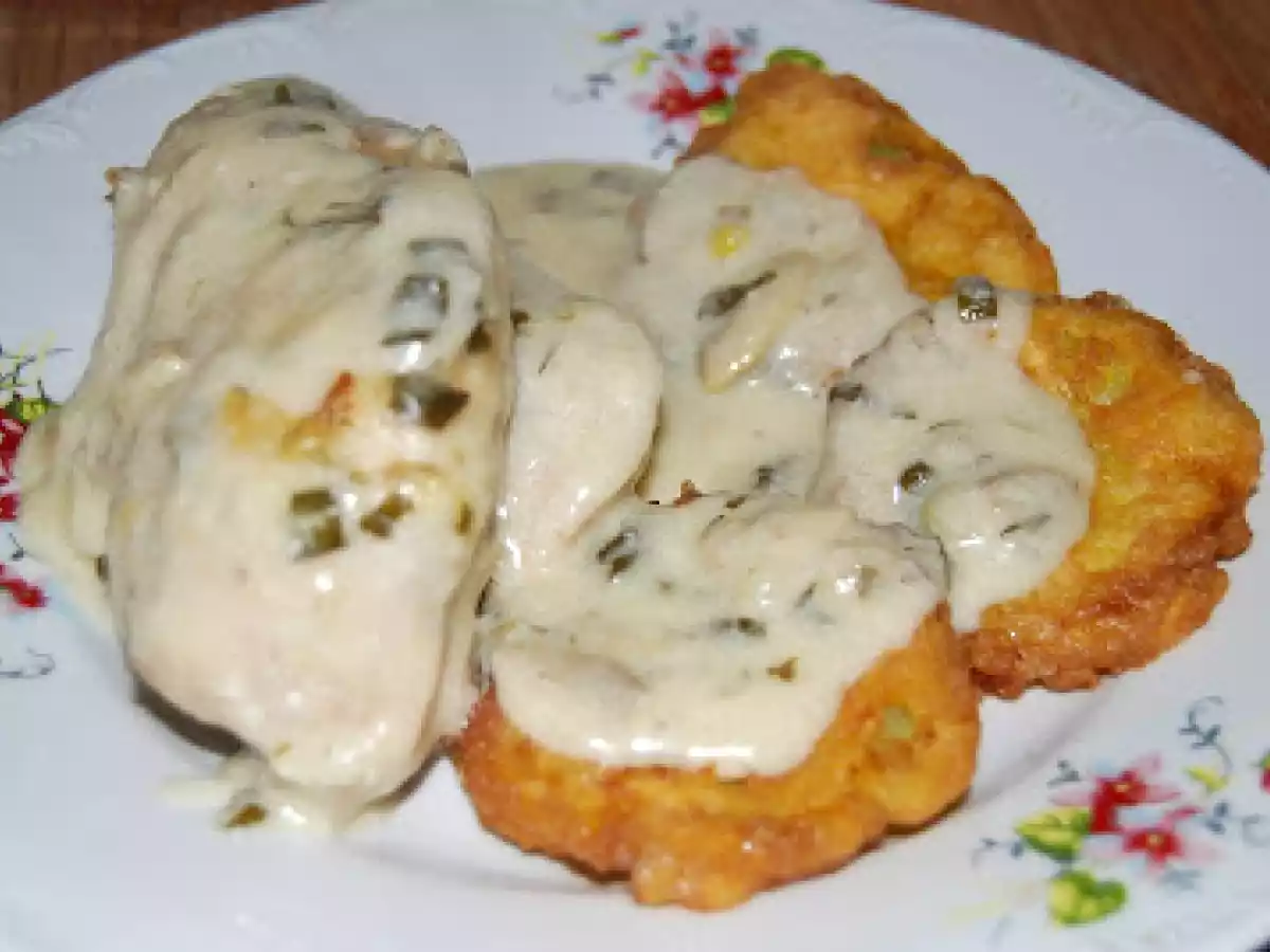 Pept de pui cu sos alb - la cuptor