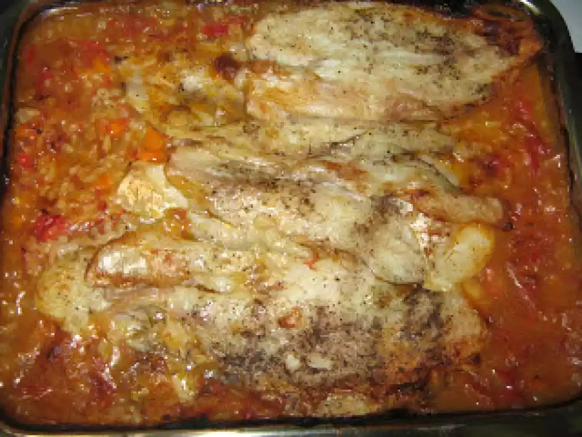 Peste cu orez (file de pangasiu) si legume la cuptor - poza 2