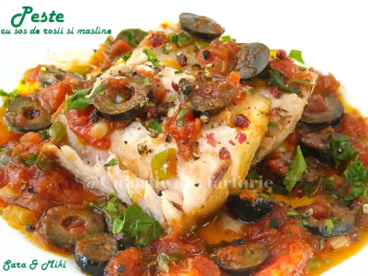 Peste cu sos de rosii si masline